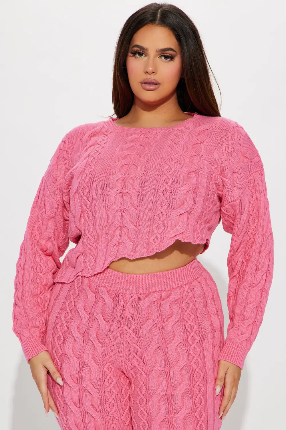 In My Fun Era Washed Sweater Set - Pink