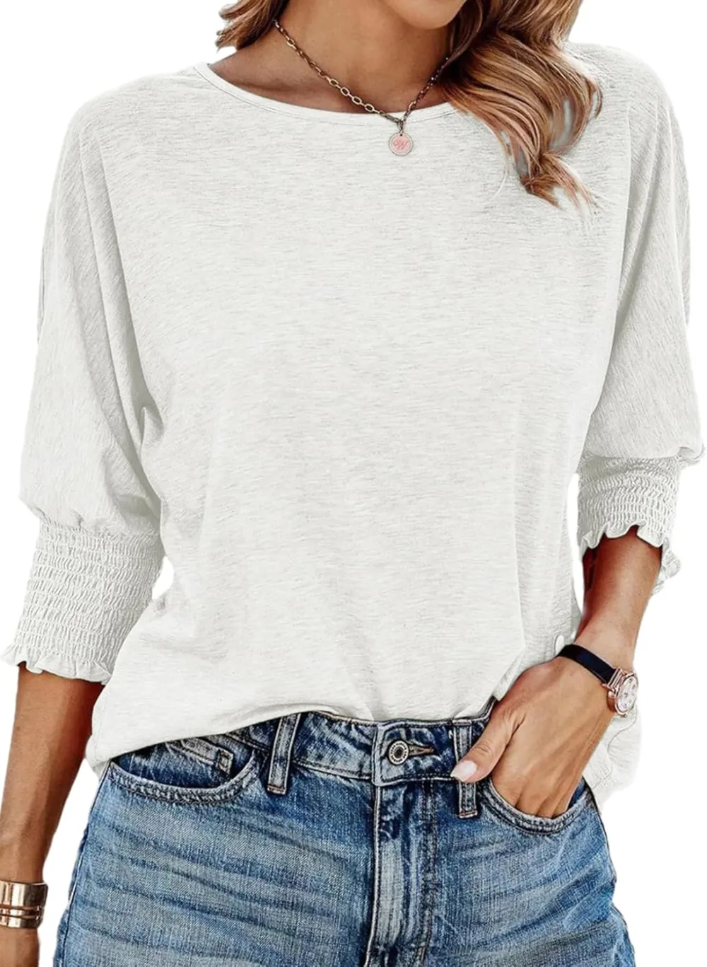⏰Hot Sale-2025 Tops 3/4 Sleeve T-Shirts Cute Crewneck Tees Blouses
