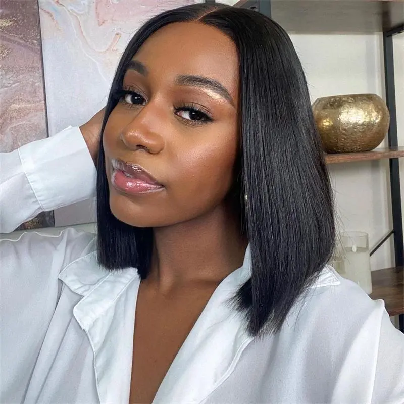Pre Bleached Straight Wear Go Glueless Bob Wigs 7×6 /9×6 Bob Wigs Human Hair