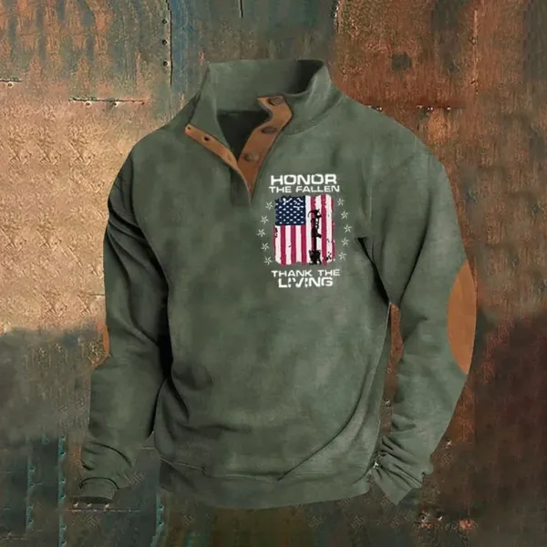 Men's Honoring The Dead Thank You, Veteran Flag Flag Print Sweatshirt