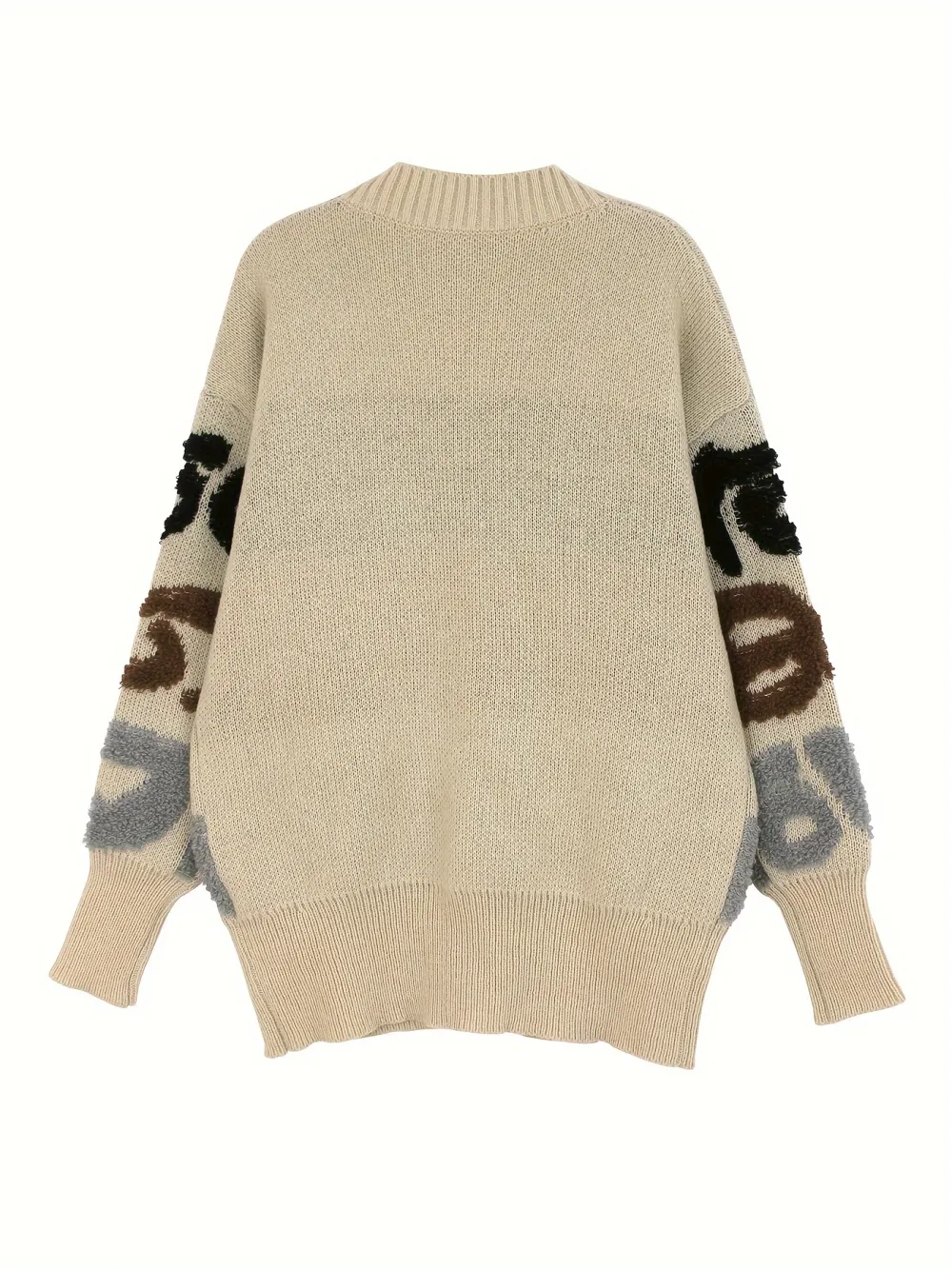 Letter Pattern Button Down Knit Cardigan Casual