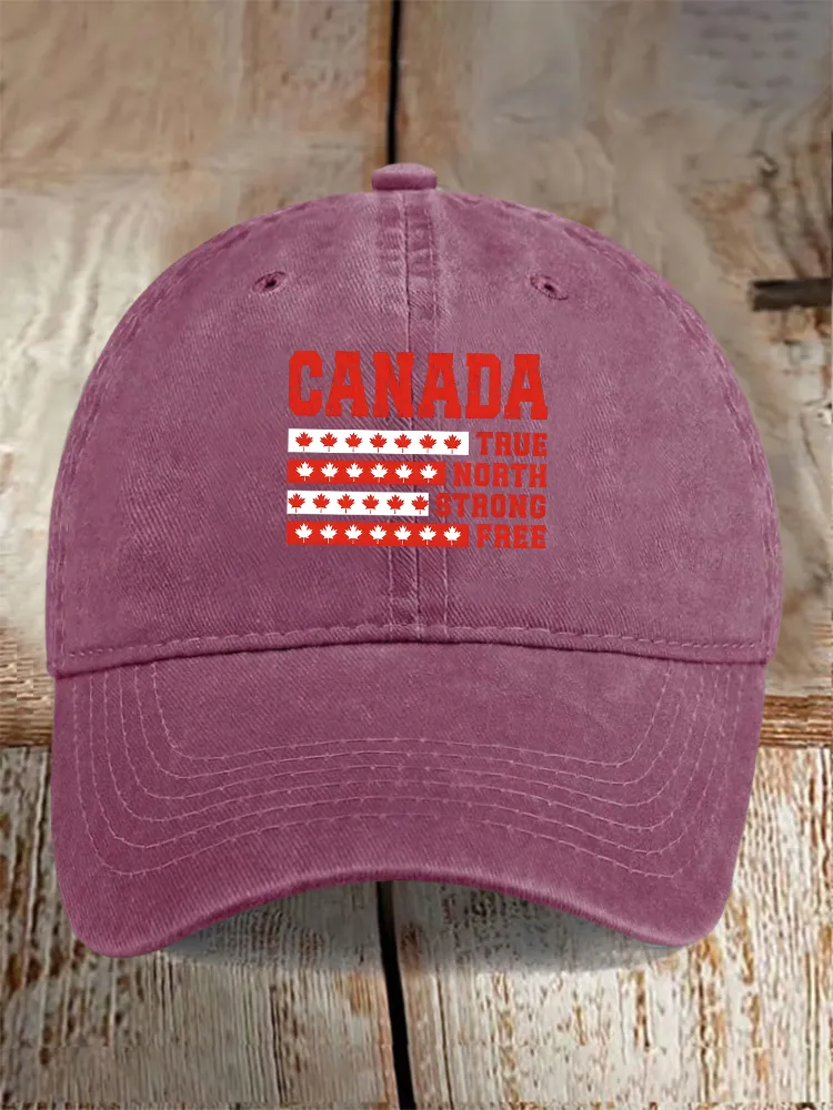 Men And Women's True North Strong And Free Washed Baseball Cap
