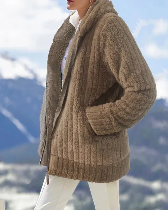 Plush Solid Zipper Jacket