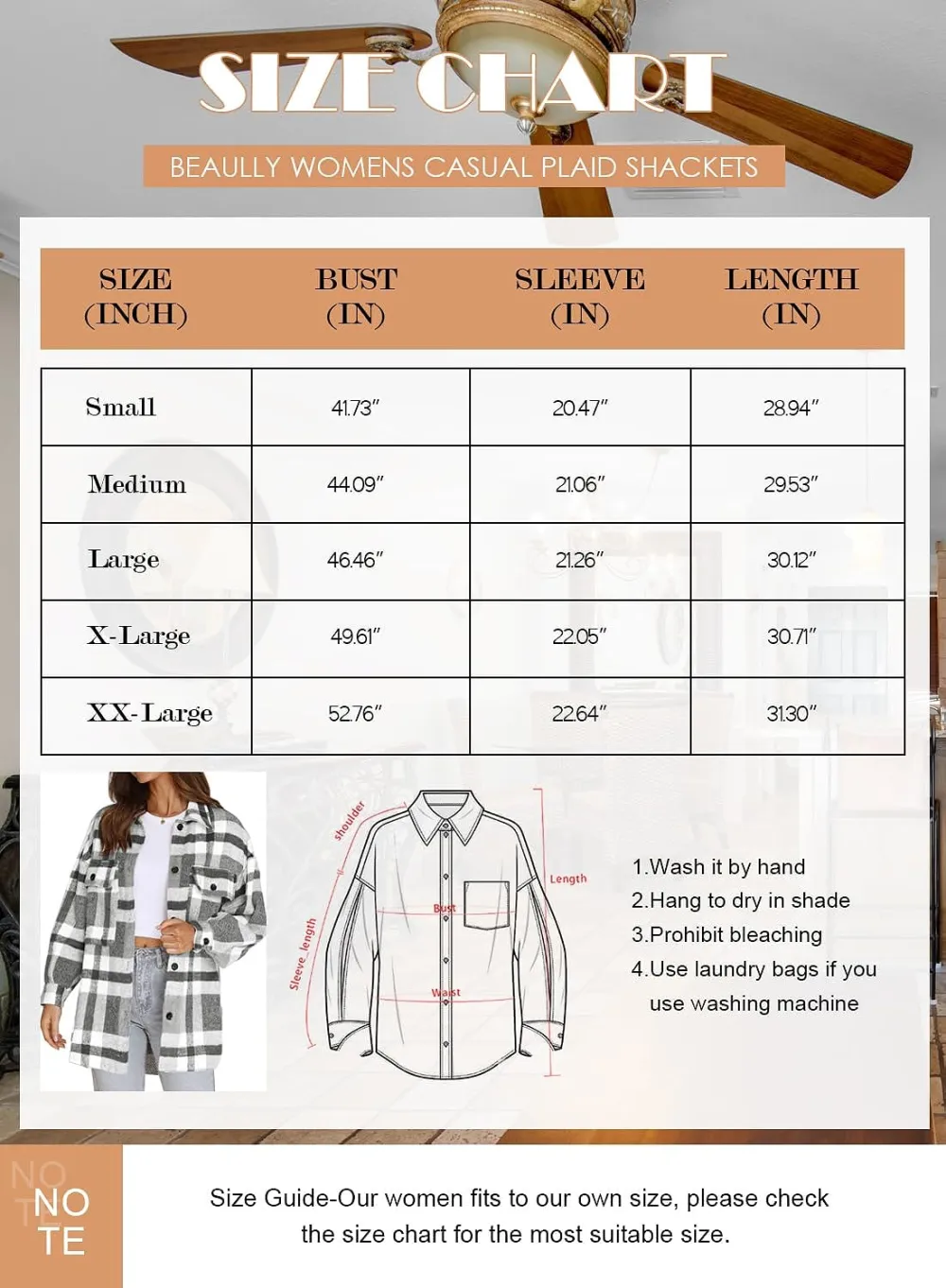 Women's Flannel Plaid Shacket Long Sleeve Button Down Chest Pocketed Shirts Jacket Coats