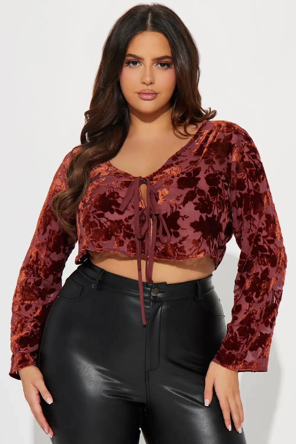Amalia Floral Blouse Top - Burgundy/combo