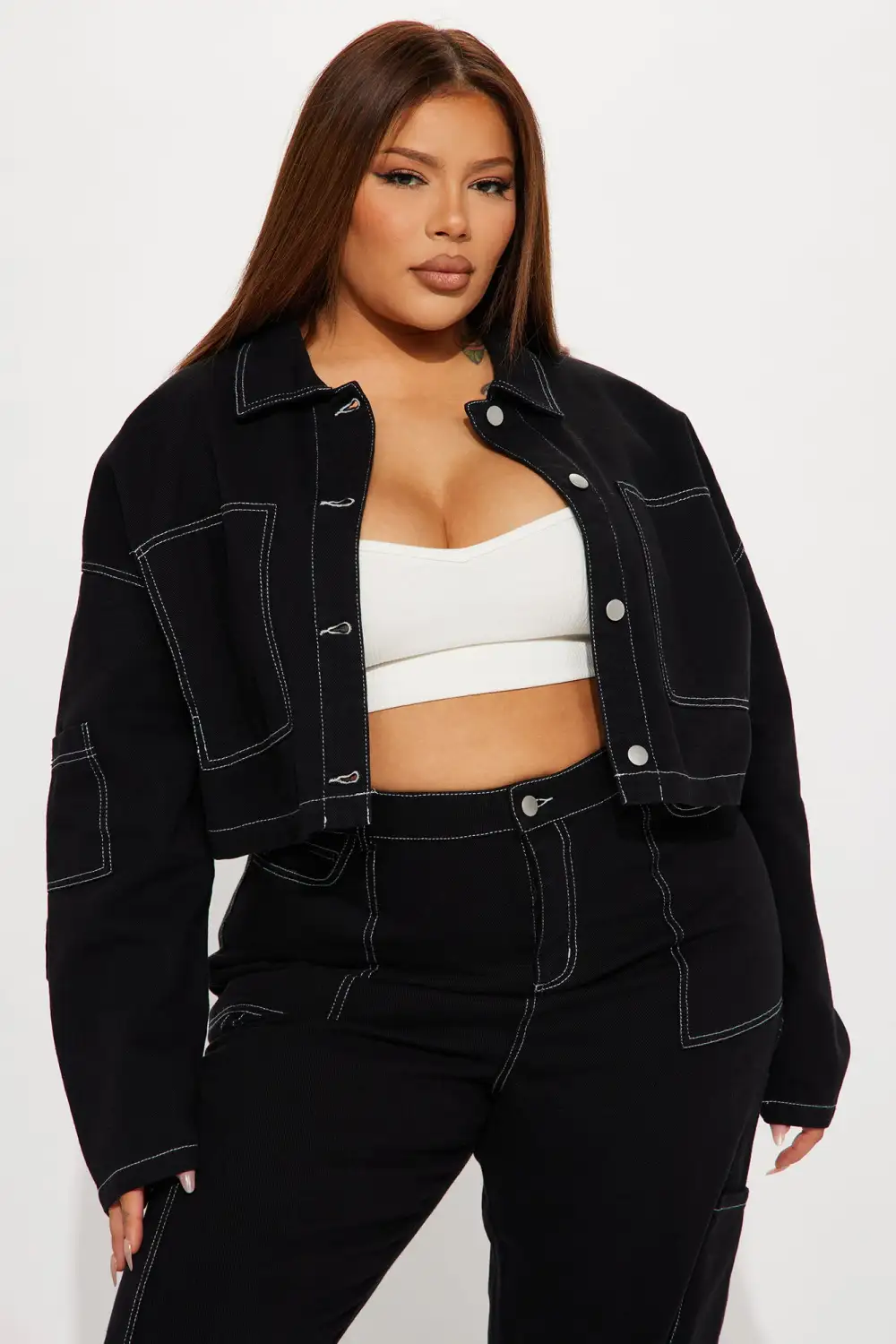 Take A Risk Denim Trucker Jacket - Black