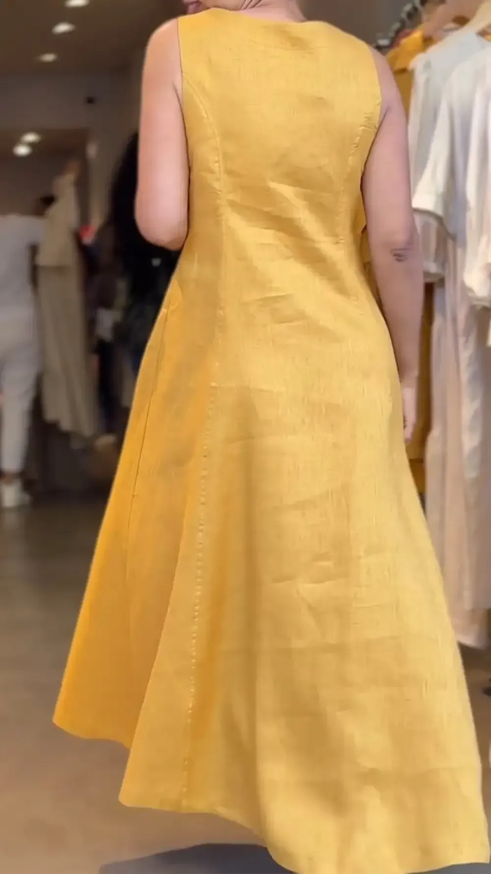 Women's Round Neck Sleeveless Casual Button Double Pocket Design Dress