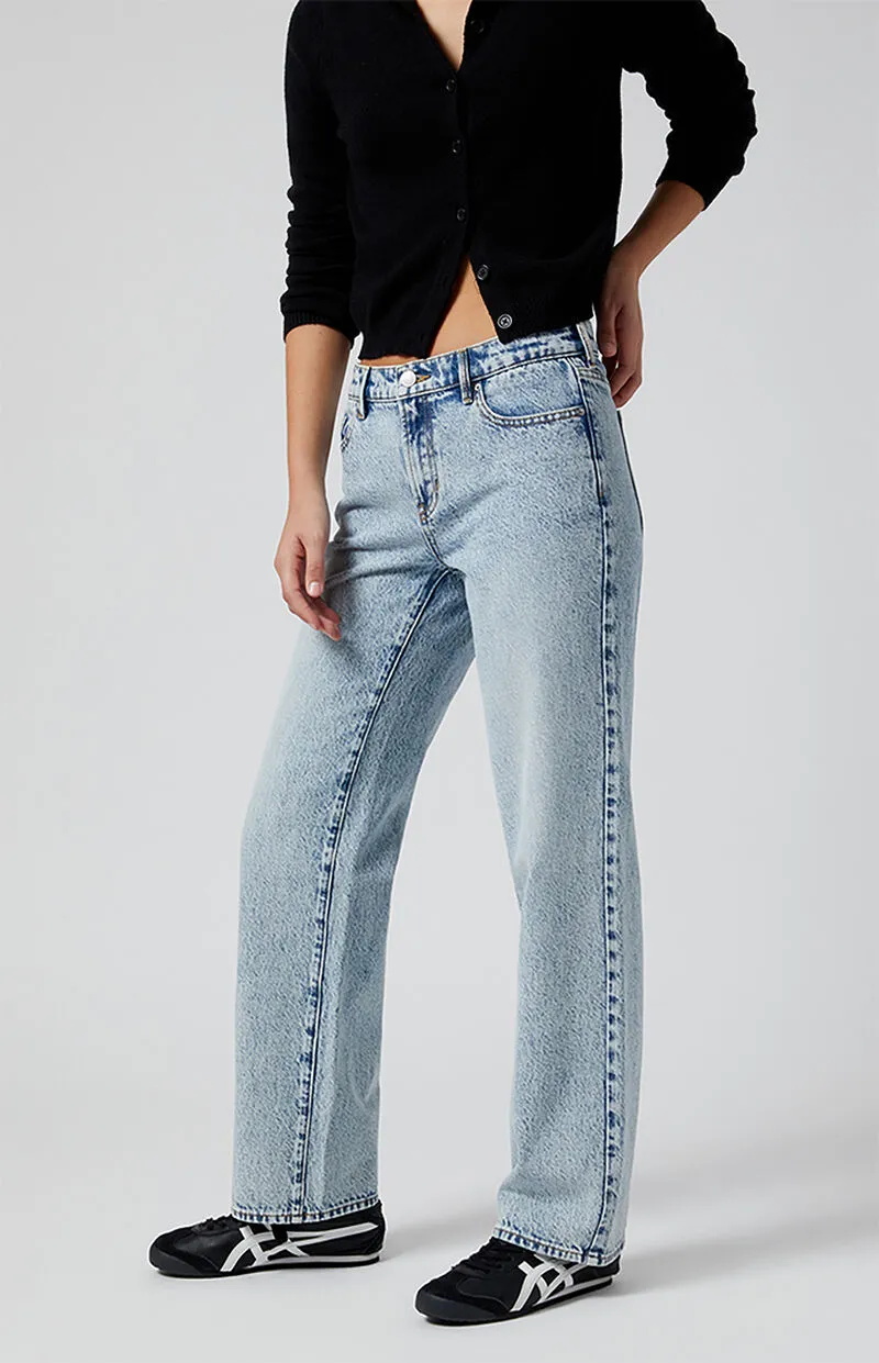 PacSun Jordyn Acid Low Rise Straight Leg Jeans Light Indigo