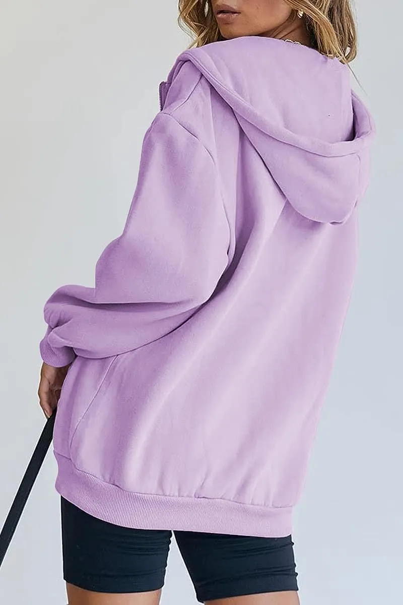 Women's Cute Hoodies Teen Girl Fall Jacket Oversized Sweatshirts Casual Drawstring Zip Up Y2K Hoodie with Pocket