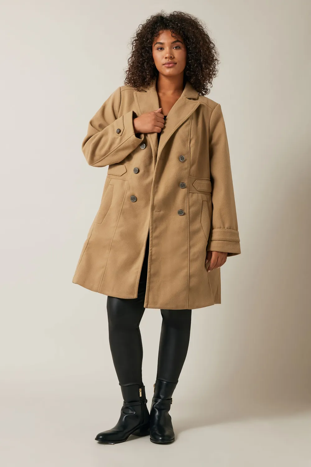 Evans Camel Tailored Mid Length Coat