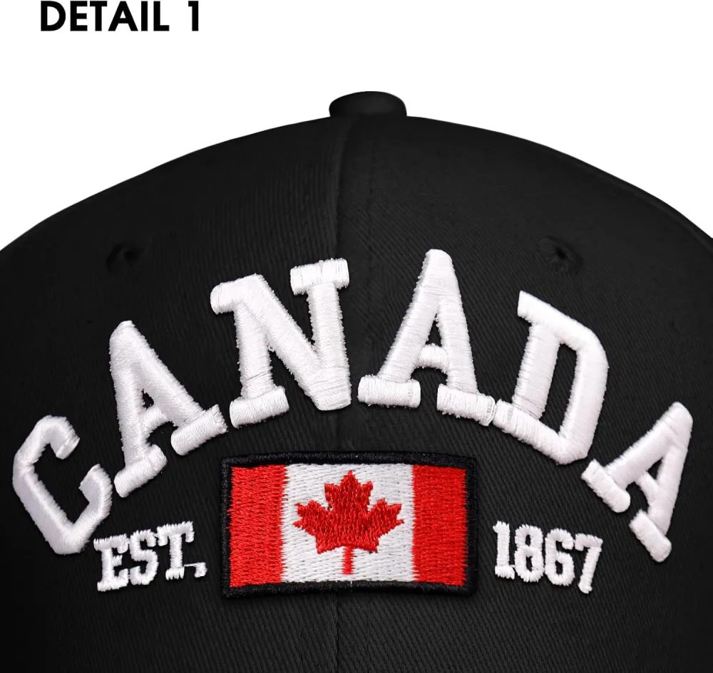 2 PCS Canada Baseball Cap Canada Souvenirs Adjustable Canada Day Embroidered Maple Leaf Flag Cap for Men Women