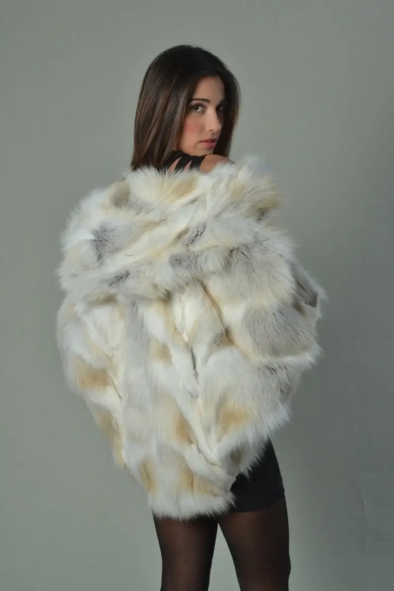 Golden Fox Fur Cape Hooded