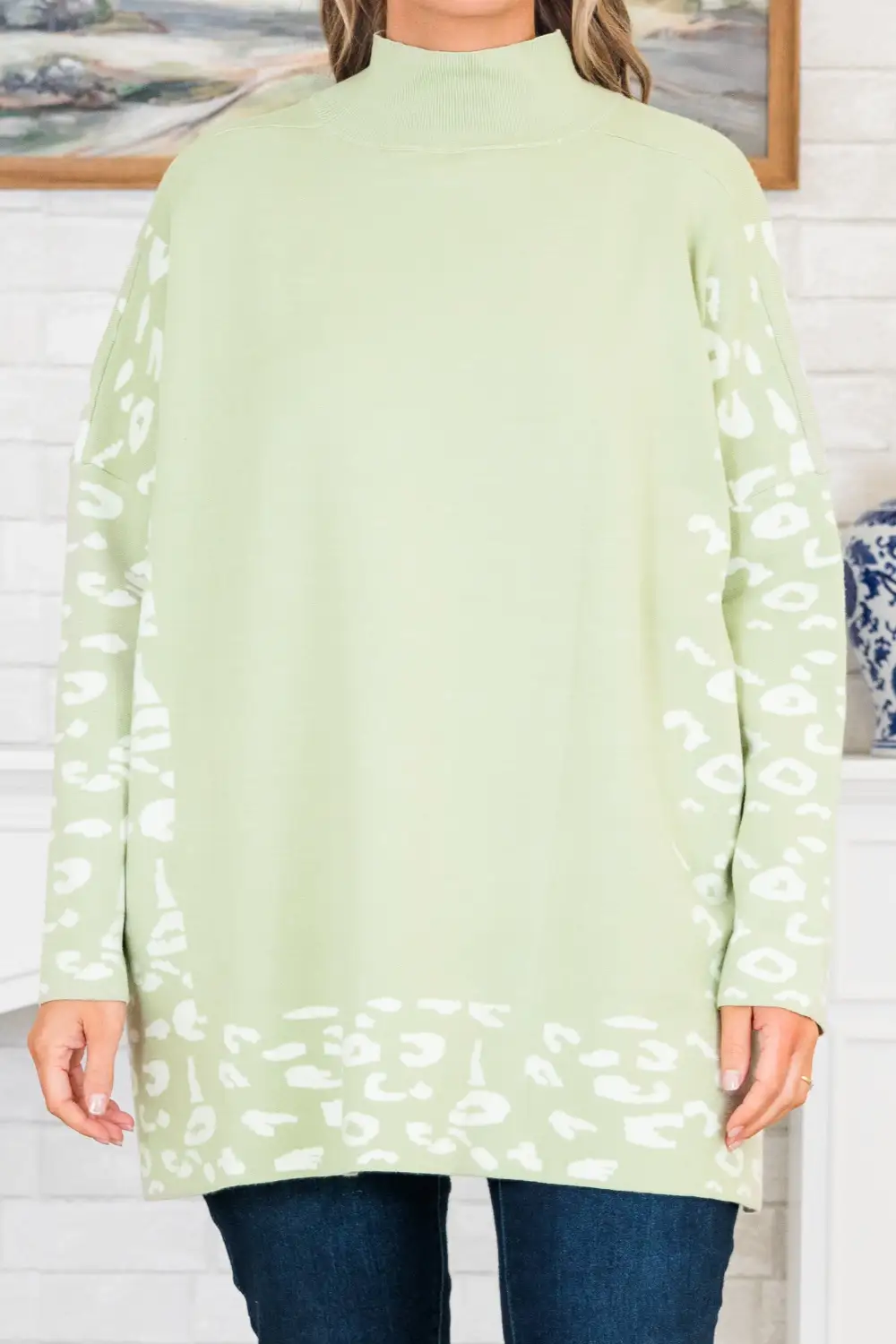 Time To Walk Away Sweater Tunic, Sage