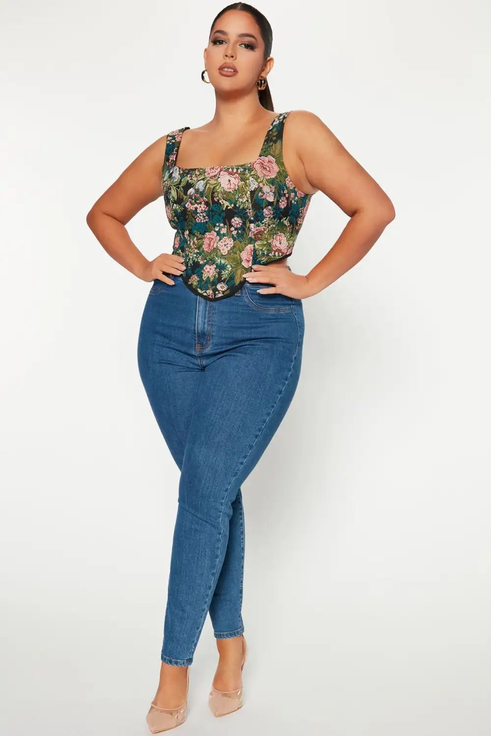 Major Vibe Floral Corset Top - Black/combo