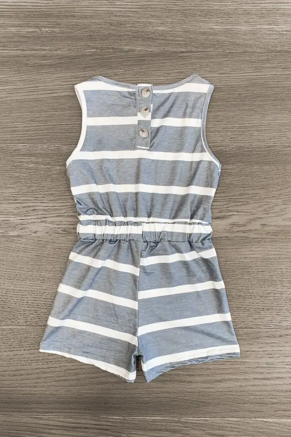 Gray & White Striped Black Sequin Romper