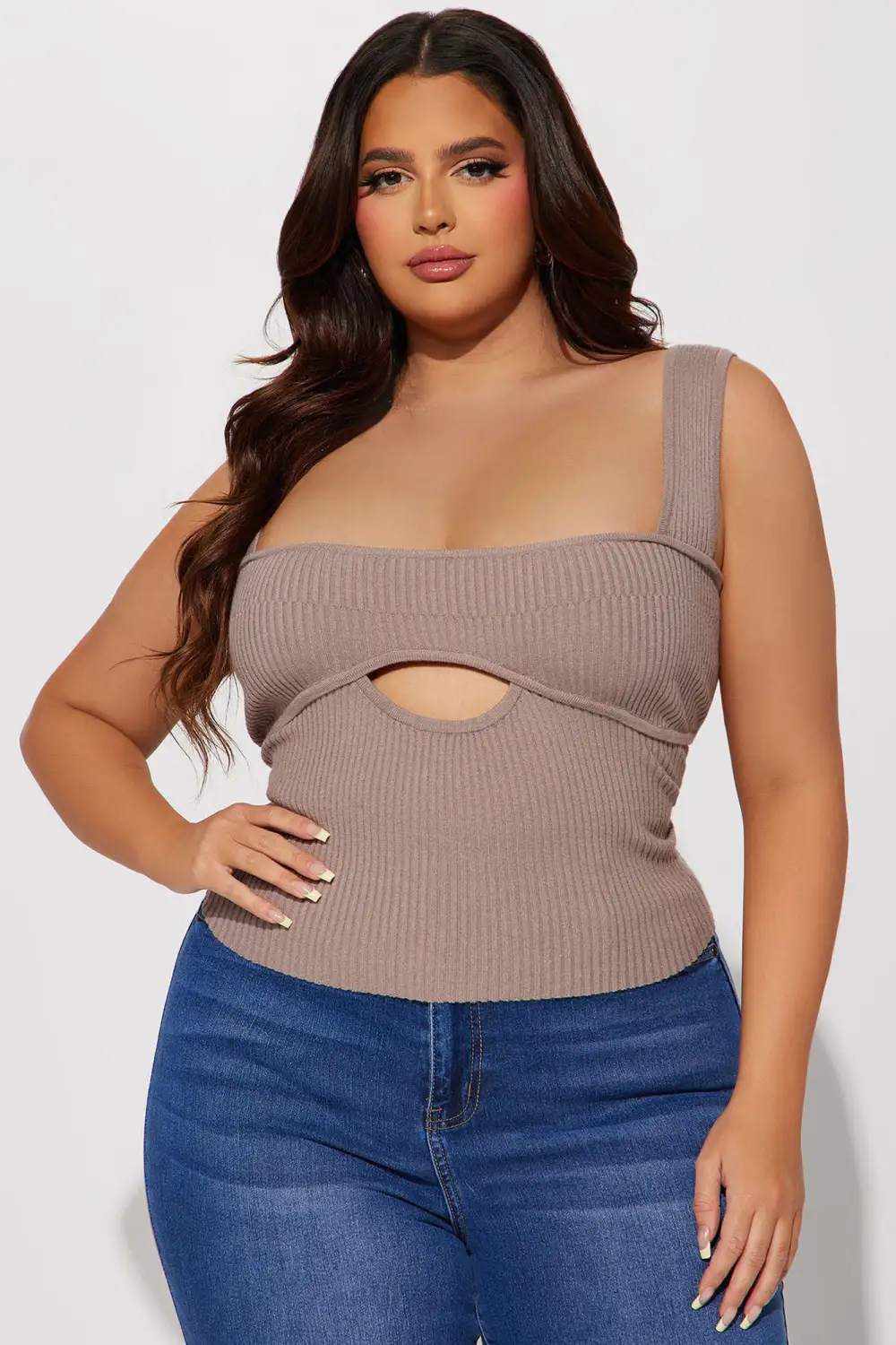Enza Sweater Top - Taupe