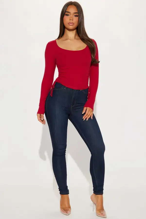 Jamie Ruched Top - DarkRed