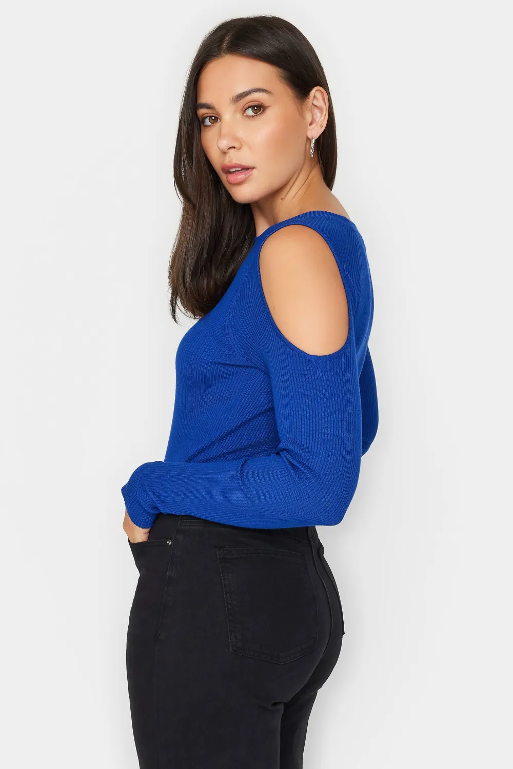 LTS Tall Cobalt Blue Cold Shoulder Jumper