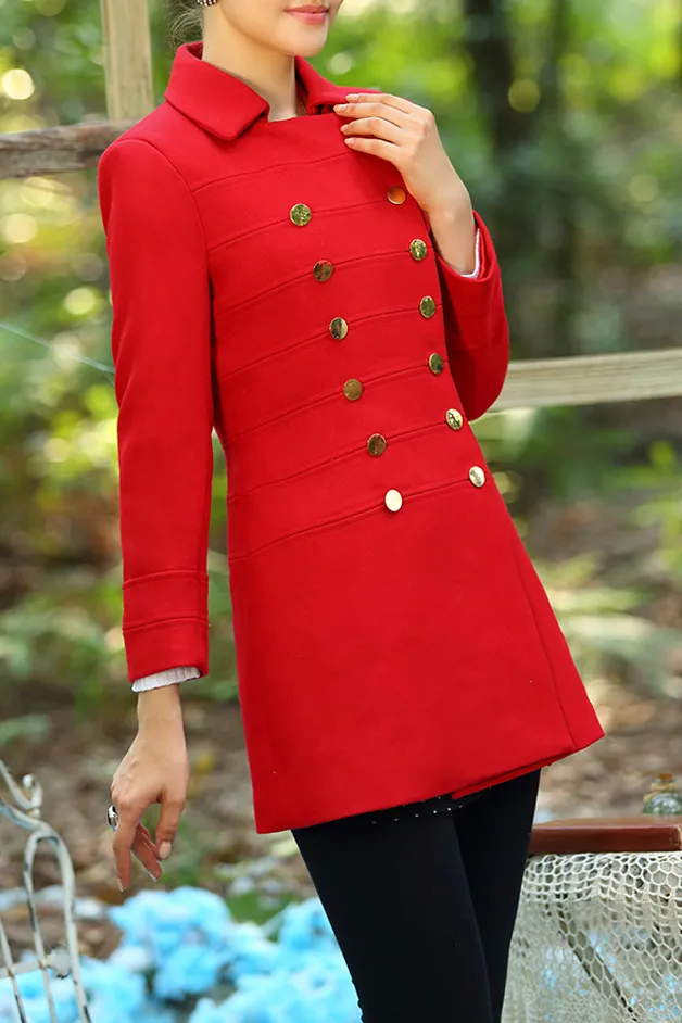 Double Breasted Buttons Slim Coat