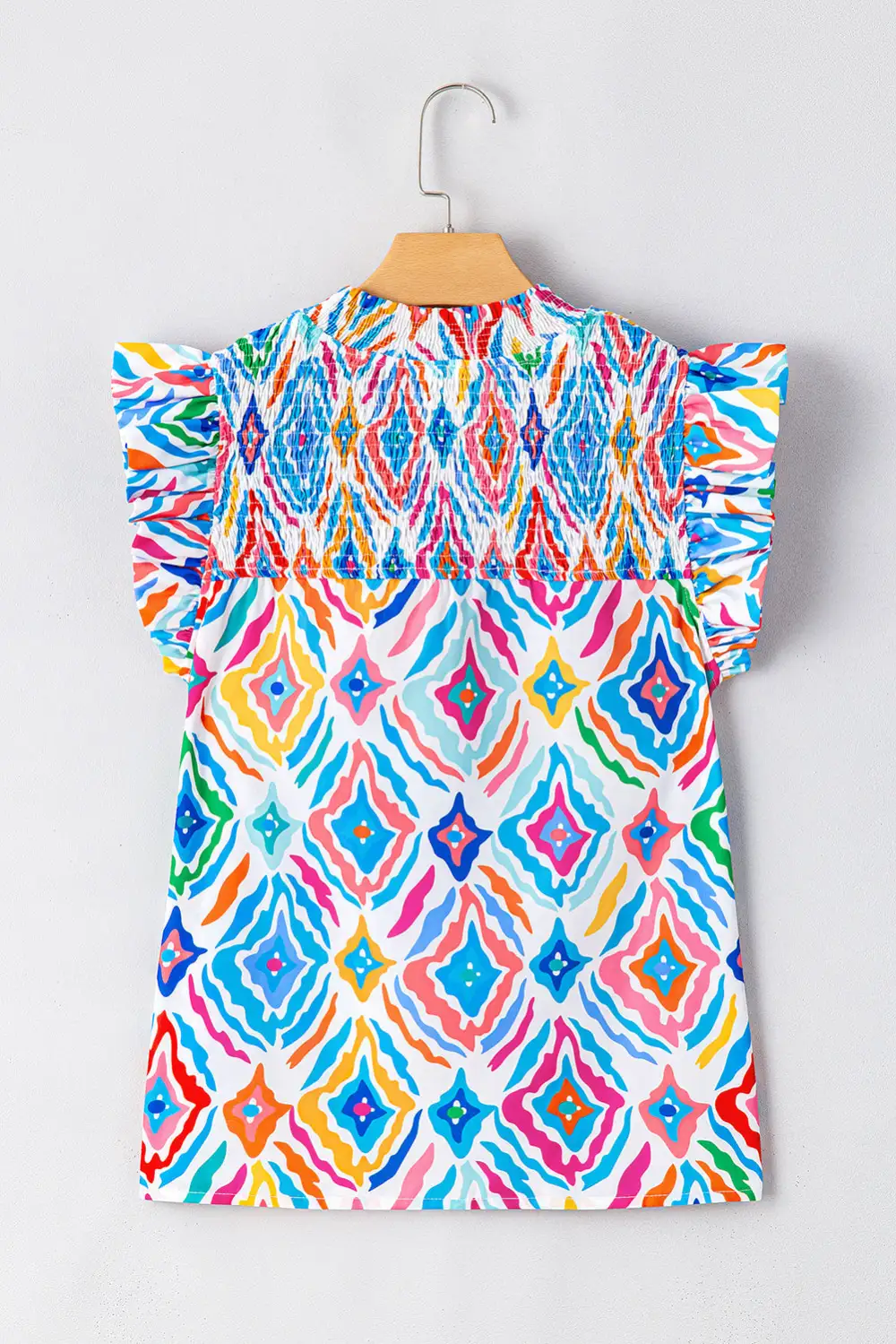Paisley Geometric Print Smocked Blouse