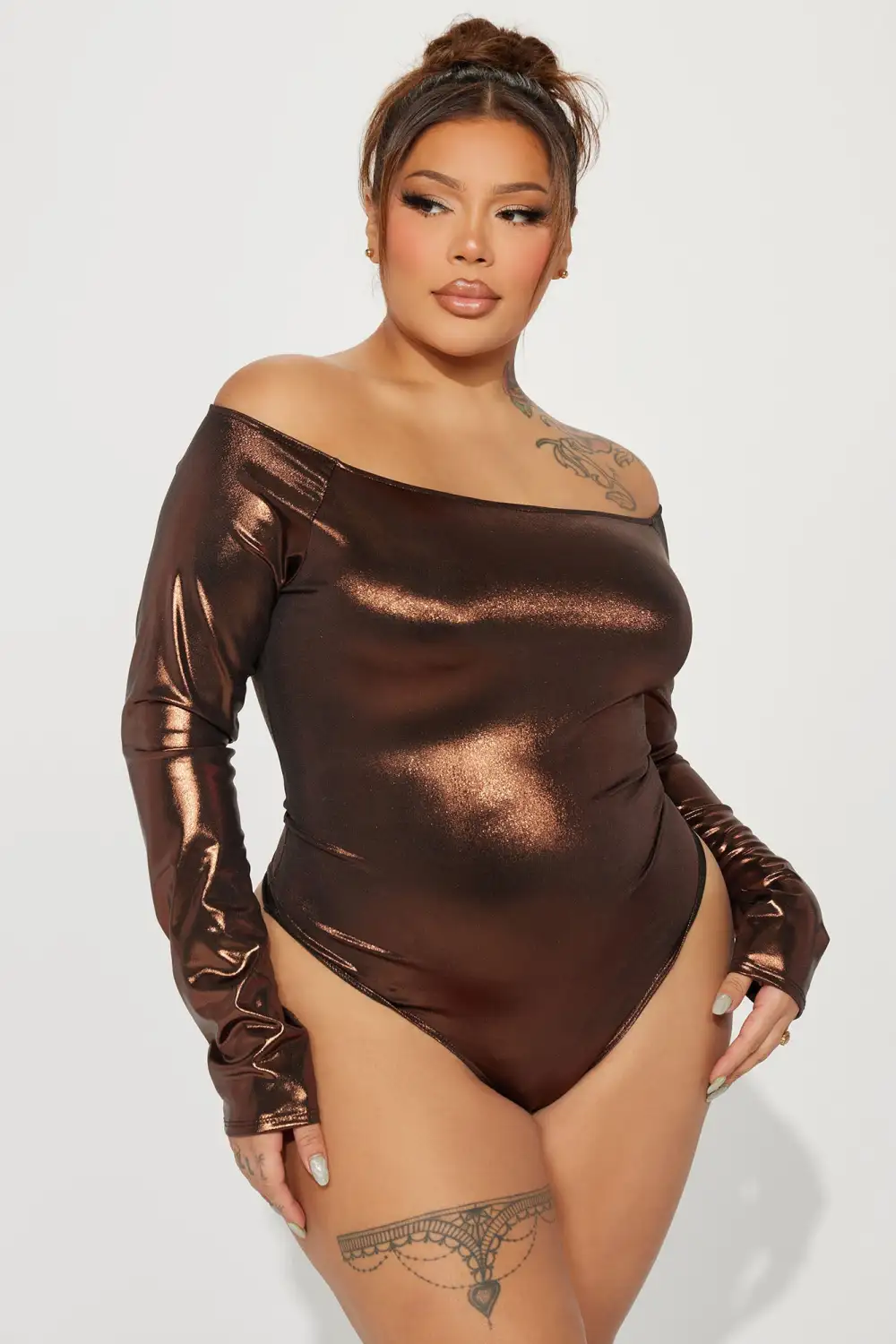 Doing Better Metallic Bodysuit - Rose Gold