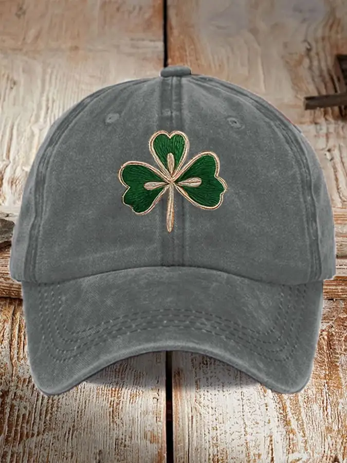 Unisex Embroidered Leaf Clovers Print Baseball Cap