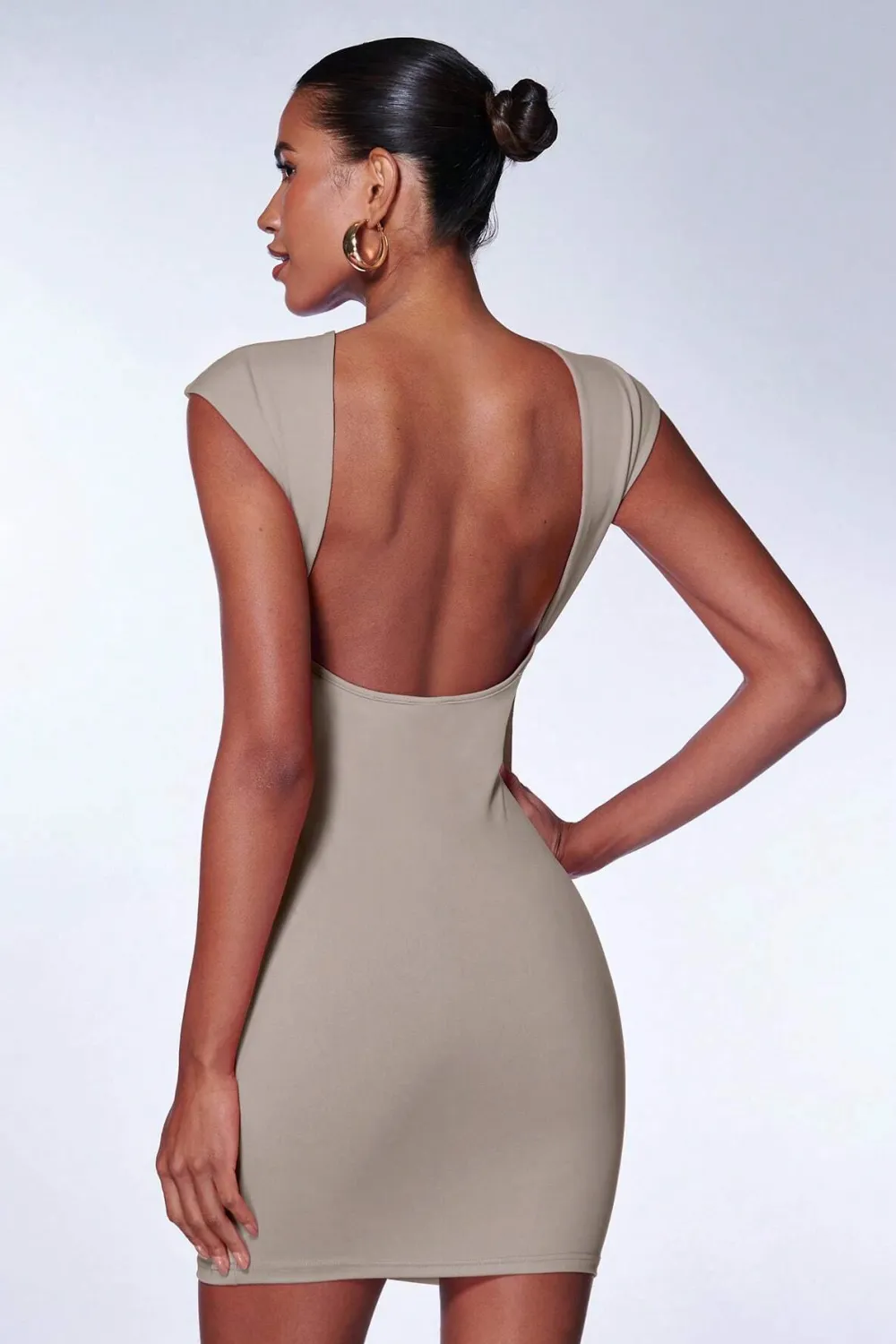 BAE Solid Backless Bodycon Dress
