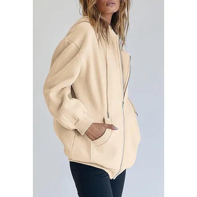 Hooded Drawstring Women's Jacket Long Sleeve Hooded Sweatshirt Athletic Warm Casual Breathable Moisture Wicking Running Sports Training Hiking Sportswear