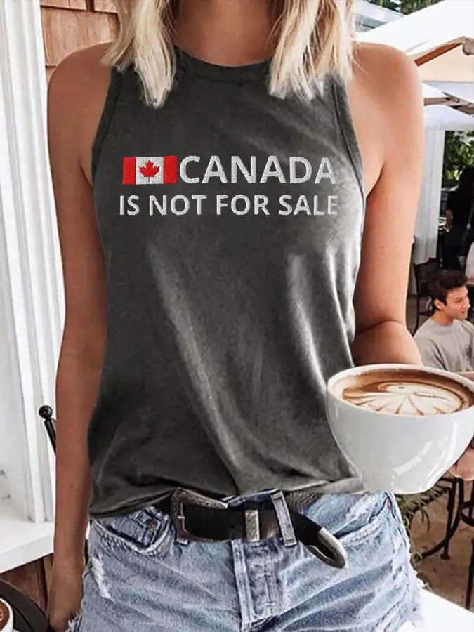 Women's Canada Is Not For Sale Print Crew Neck Tank Top