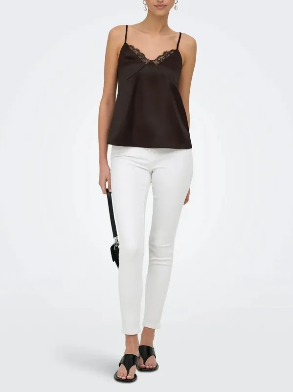 Lace Trim Satin Tank Top