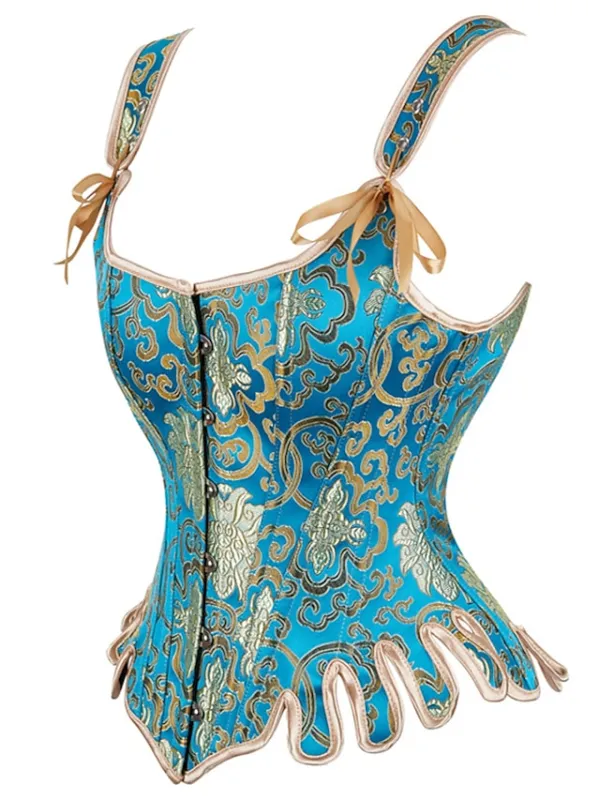 Corset Women's Corset Tops Party & Evening Club Black Blue Sexy Overbust Corset Hook & Eye Lace Up Retro Tummy Control Push Up Flower Fall Winter