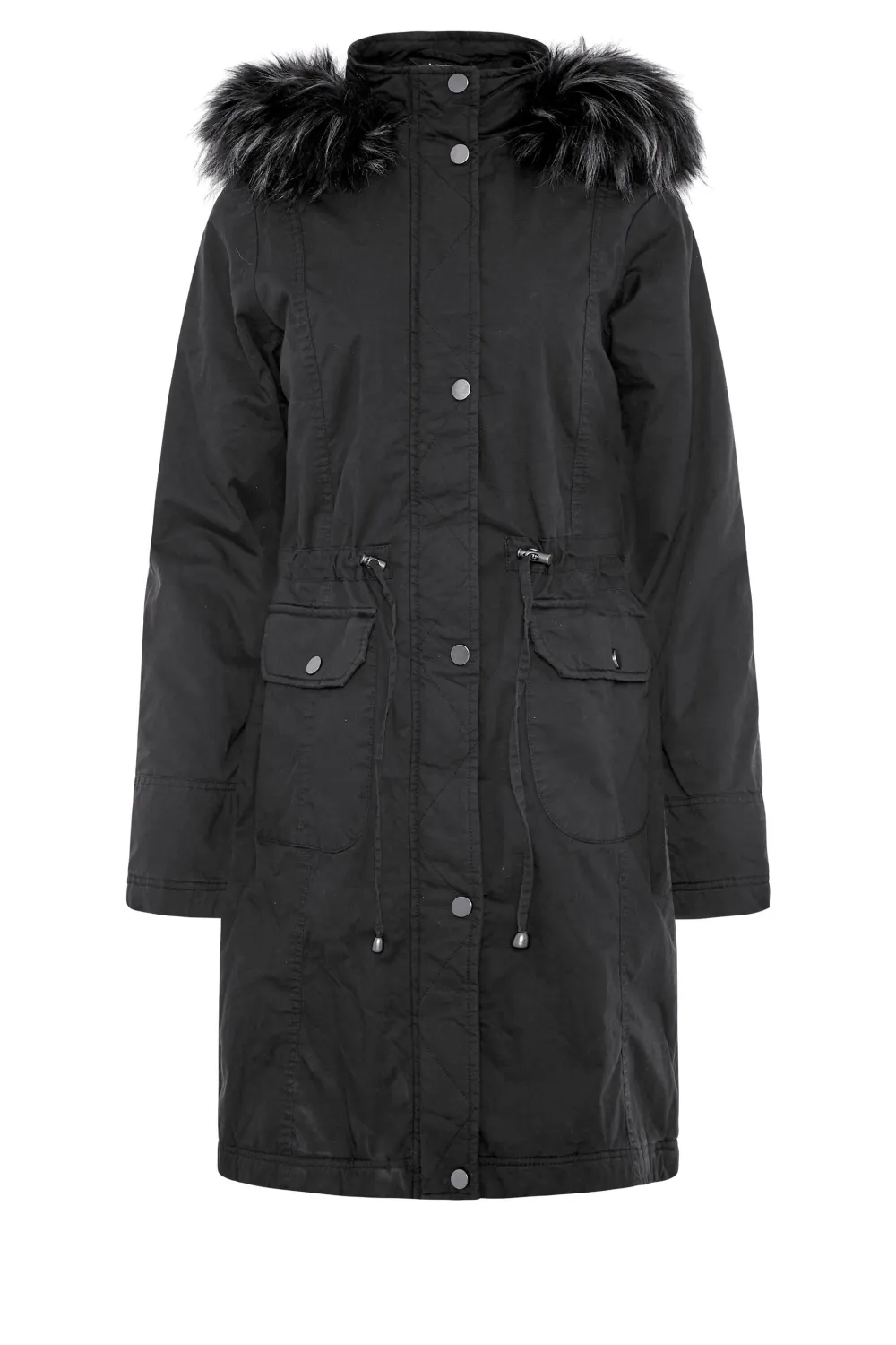 LTS Tall Black Faux Fur Trim Parka