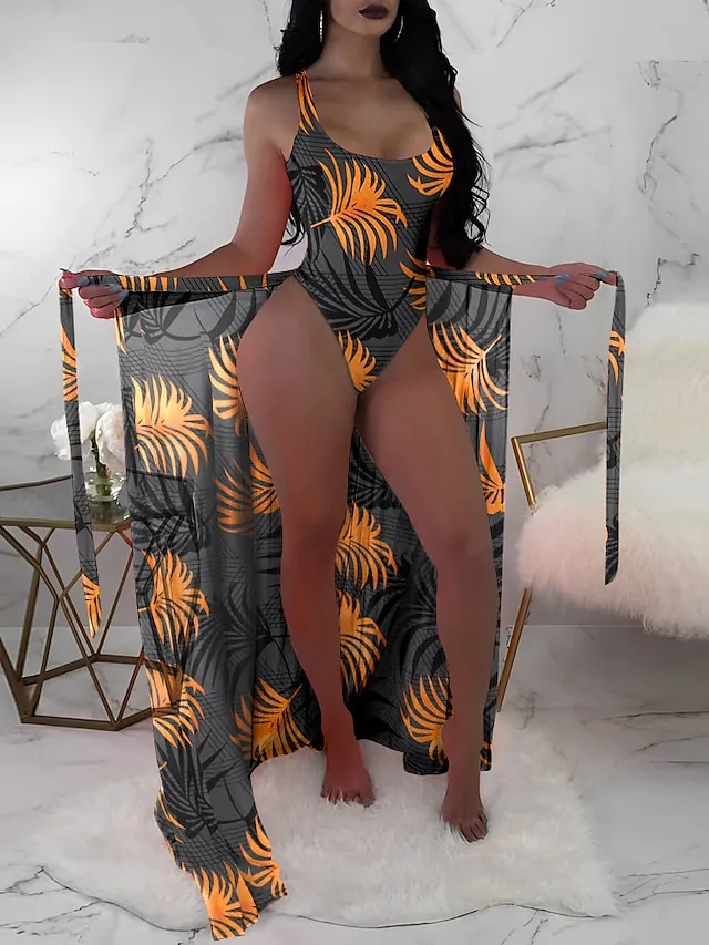 Women's Swimwear Bikini Normal Swimsuit 3-Piece Printing Graphic Floral Black Pink Blue Orange Rose Red Bathing Suits Sports Beach Wear Summer
