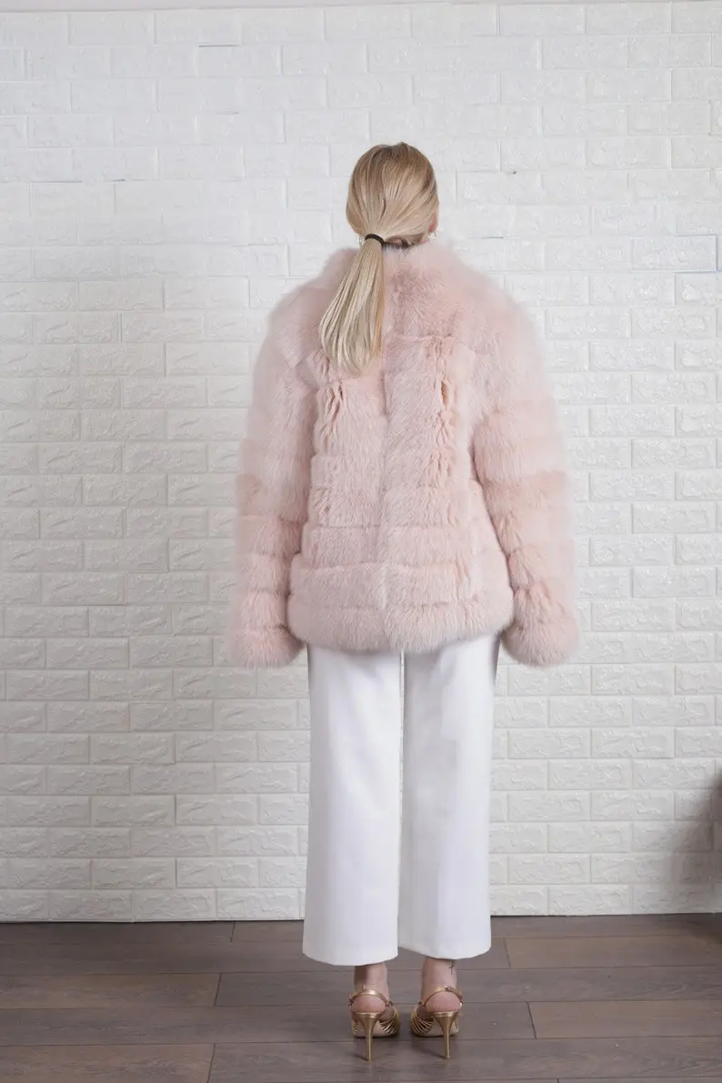 Baby Pink Fox Fur Jacket