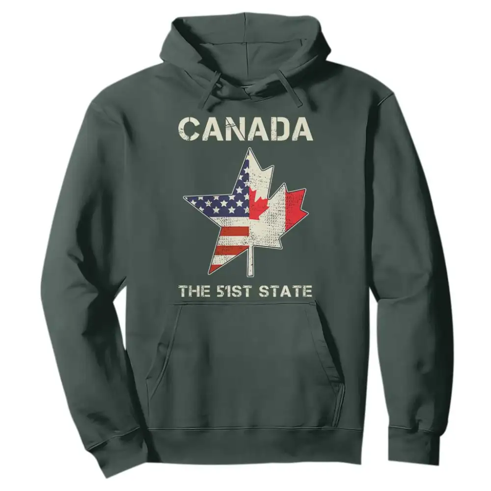 Canada The 51st State Hoodie Maple Canadian American Flag TS09