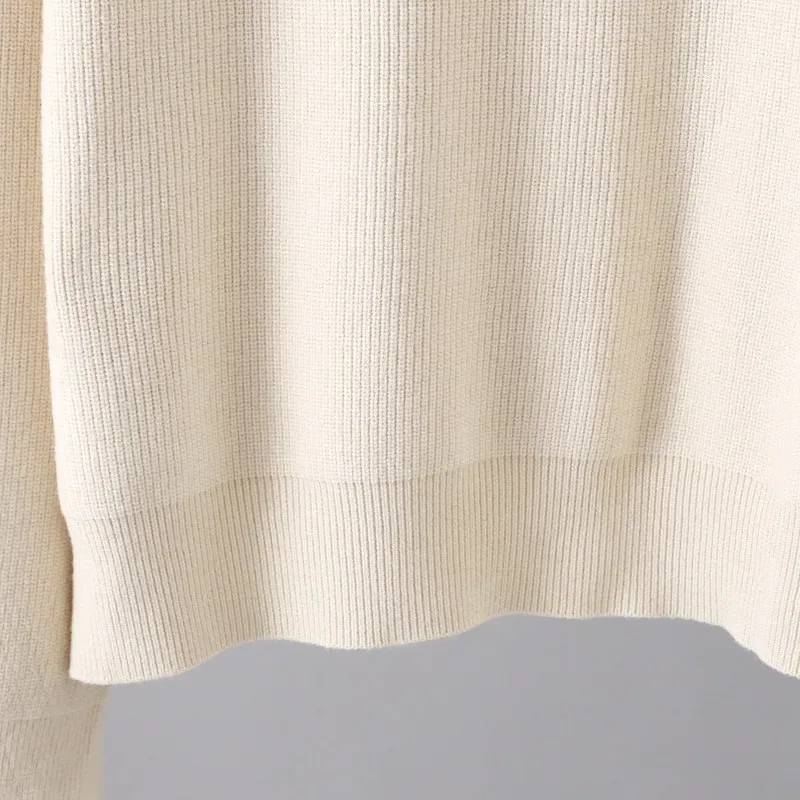 Solid color crew neck sweater knitted two-piece set