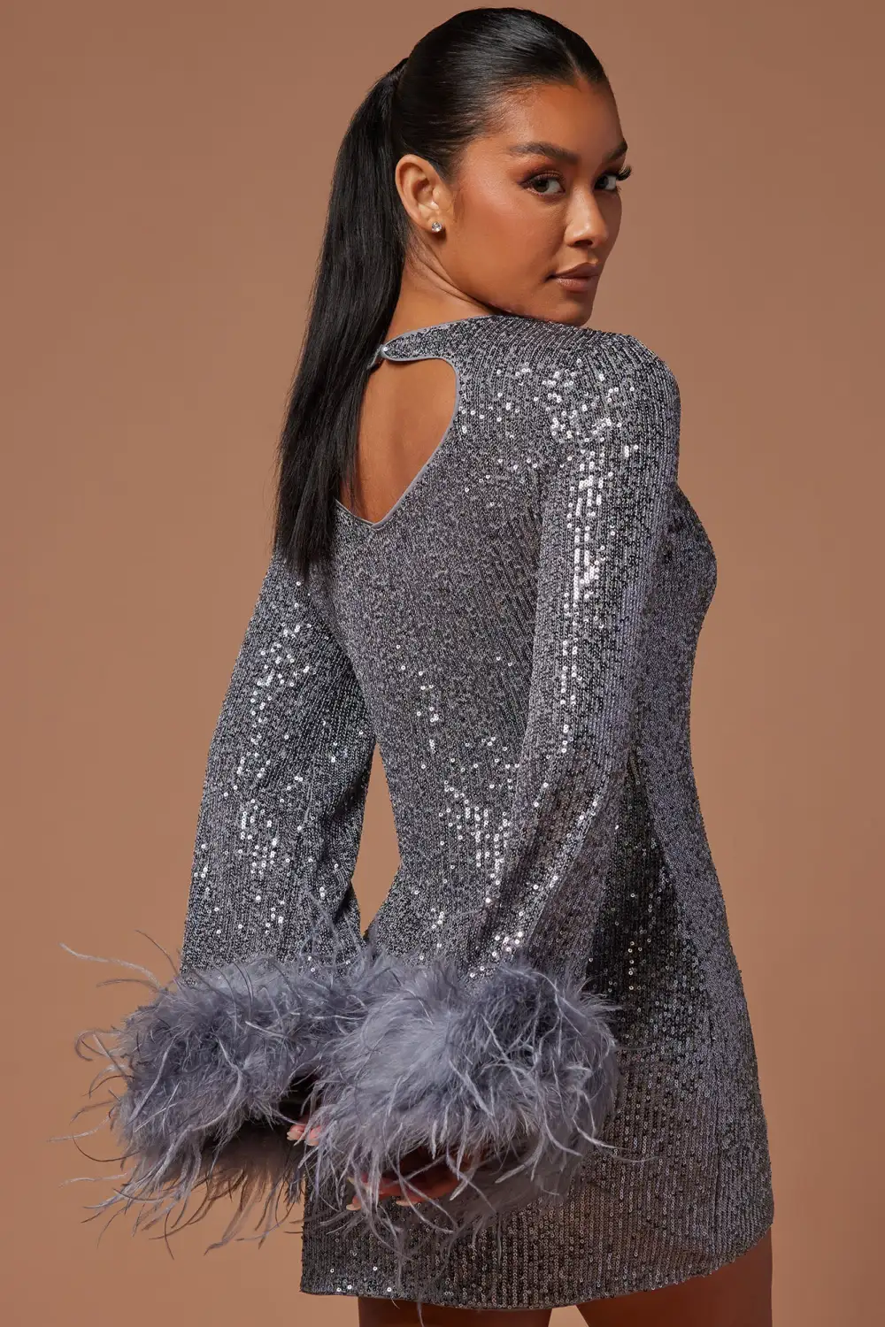 Mirabelle Sequin Mini Dress - Grey