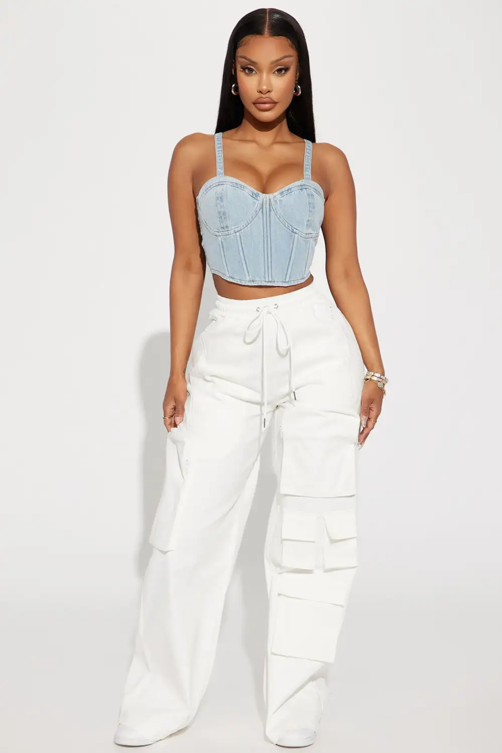 No Self Control Denim Corset Top - Light Wash