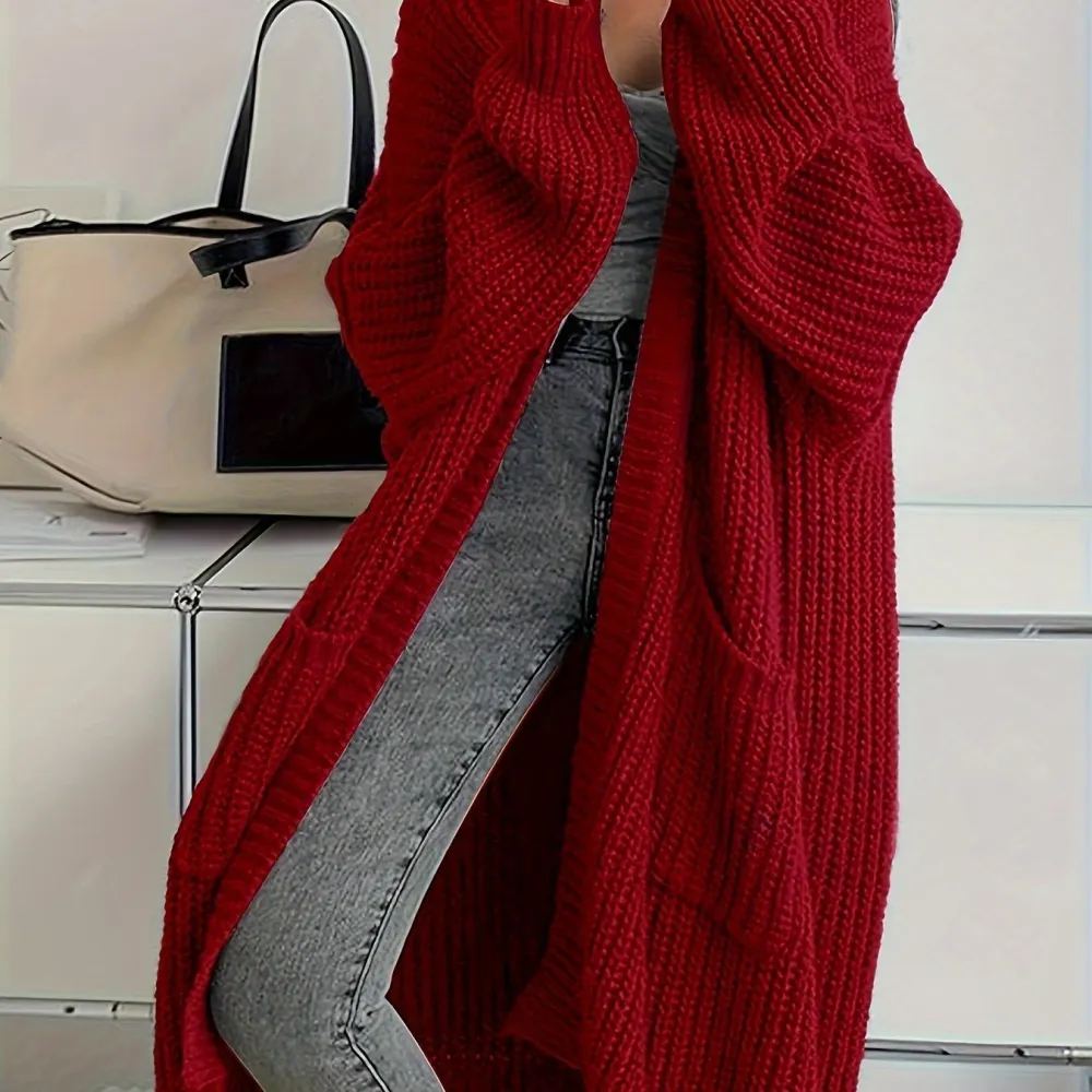Open Front Cardigan Casual Long Sleeve Drop