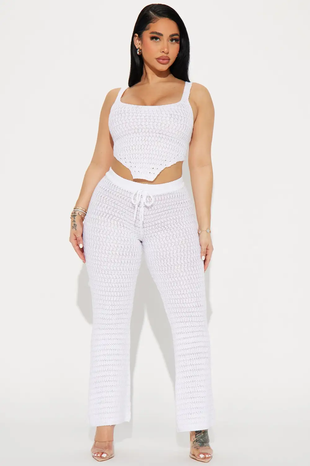 Carol Crochet Pant Set - White