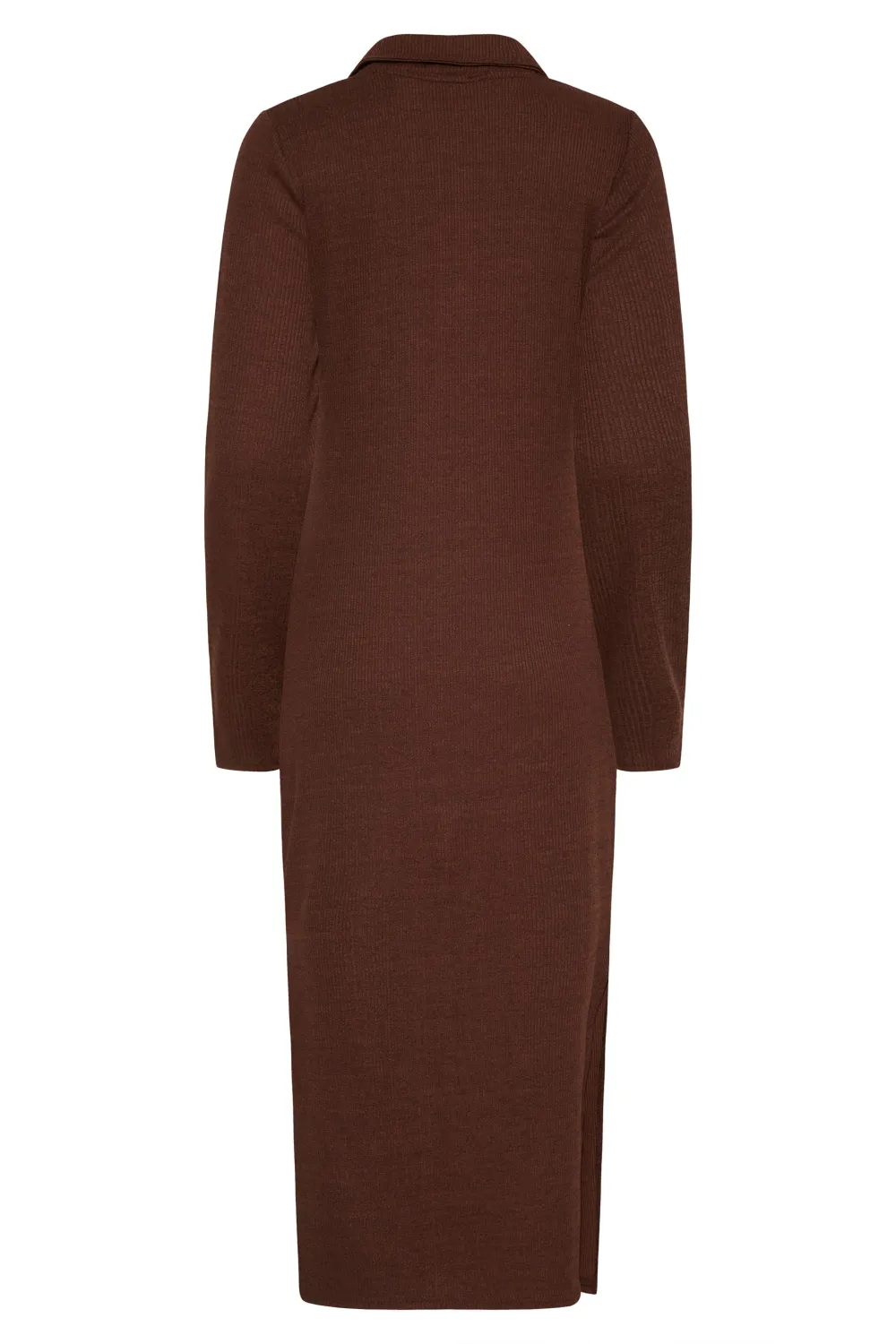 LTS Tall Maternity Brown Ribbed Polo Midi Dress