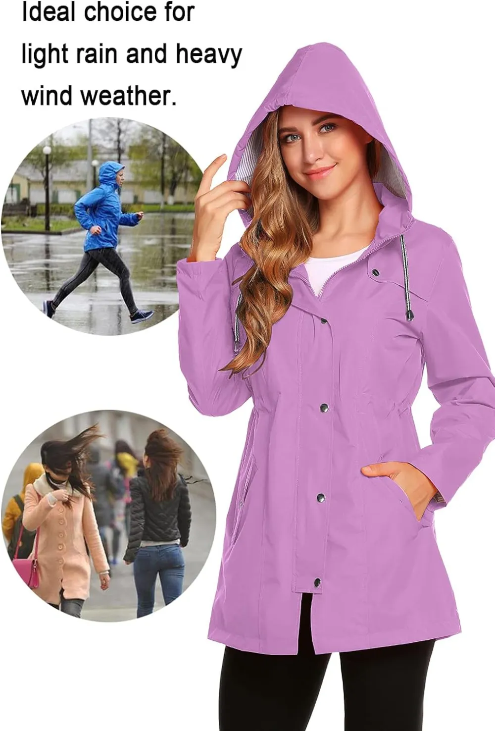 Womens Lightweight Hooded Waterproof Active Outdoor Rain Jacket S-XXL