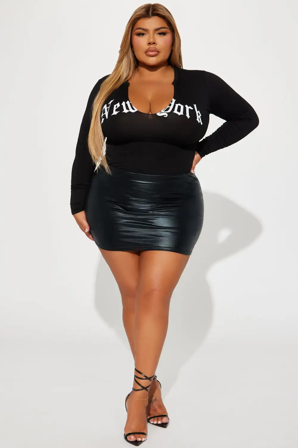 With Love New York Long Sleeve Bodysuit - Black
