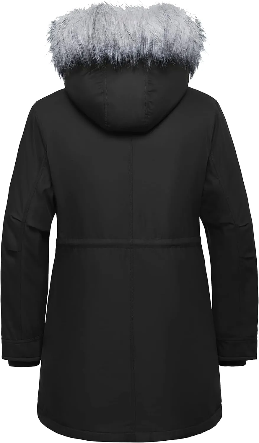 Women's Plus Size Winter Insulated Parka Coat with Faux Fur Hood