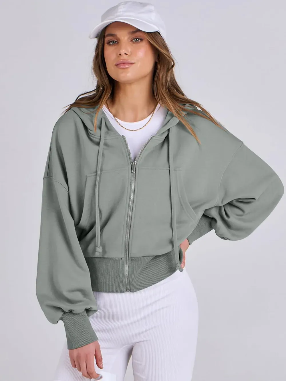 Women's Zip Up Hoodies Cropped Sweatshirts Full Zip Jackets Casual Fashion Fall Outfits Winter Clothes