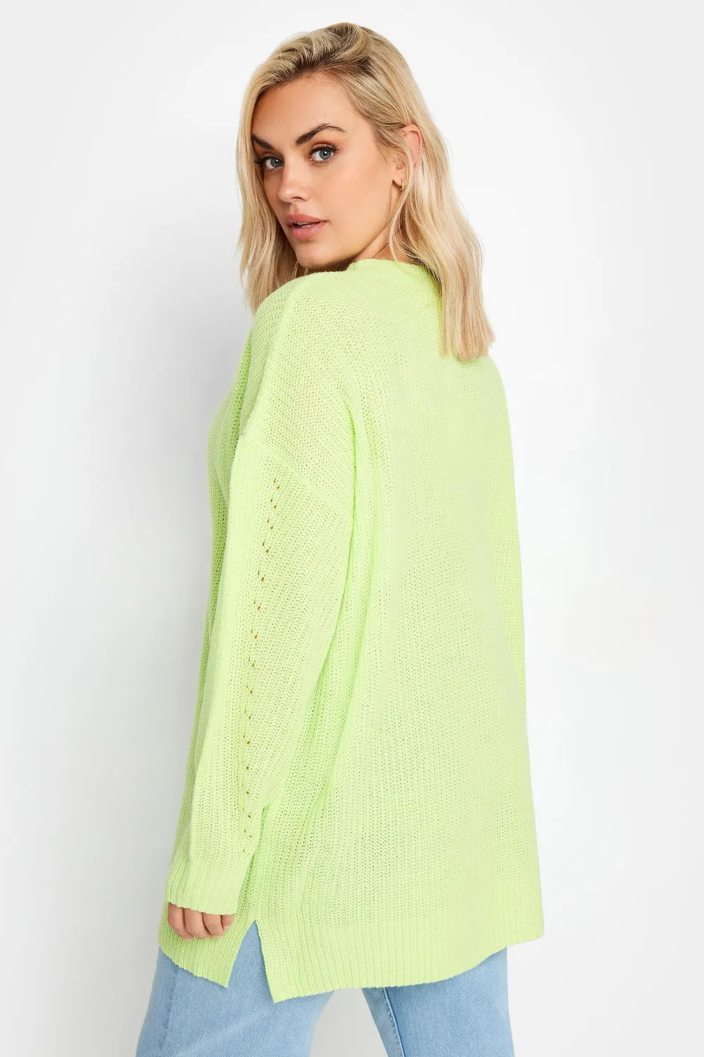 YOURS Curve Lime Green Ribbed Knit Jumper