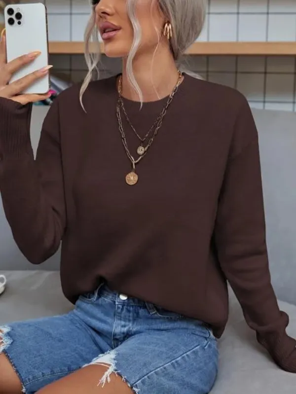 Solid Drop Shoulder Sweater