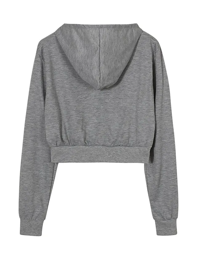 Women's Crop Top Hoodie Tracksuit Pants Sets Solid Color Black White Brown Patchwork Drawstring Long Sleeve Causal Sportswear Hooded Regular Fit Fall & Winter