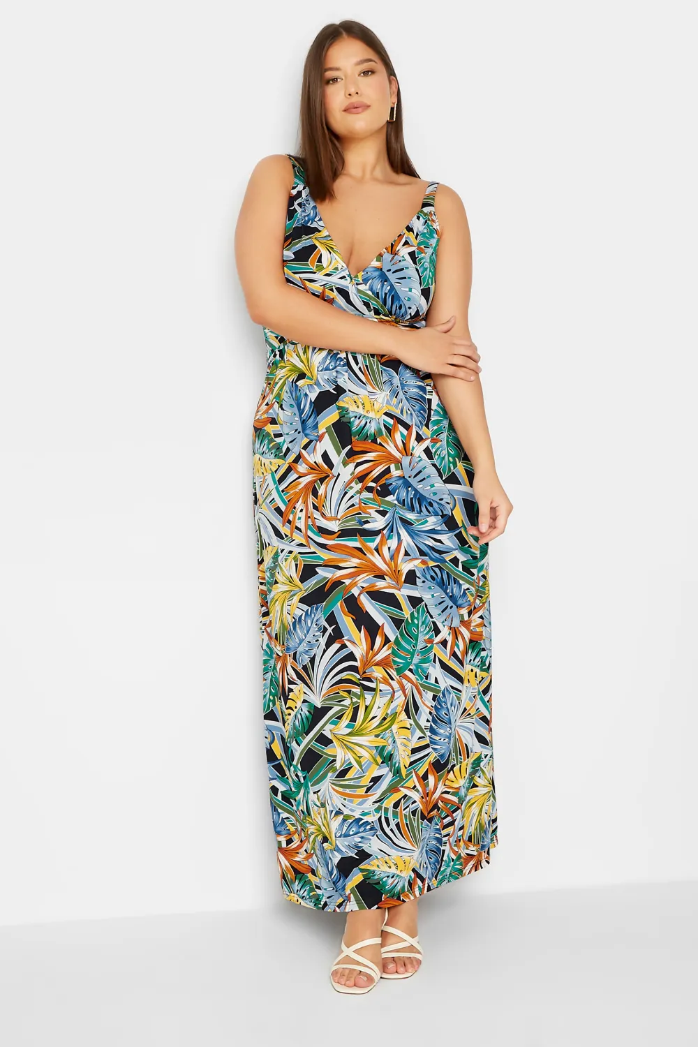 LTS Tall Black Floral Print V-Neck Sleeveless Maxi Dress