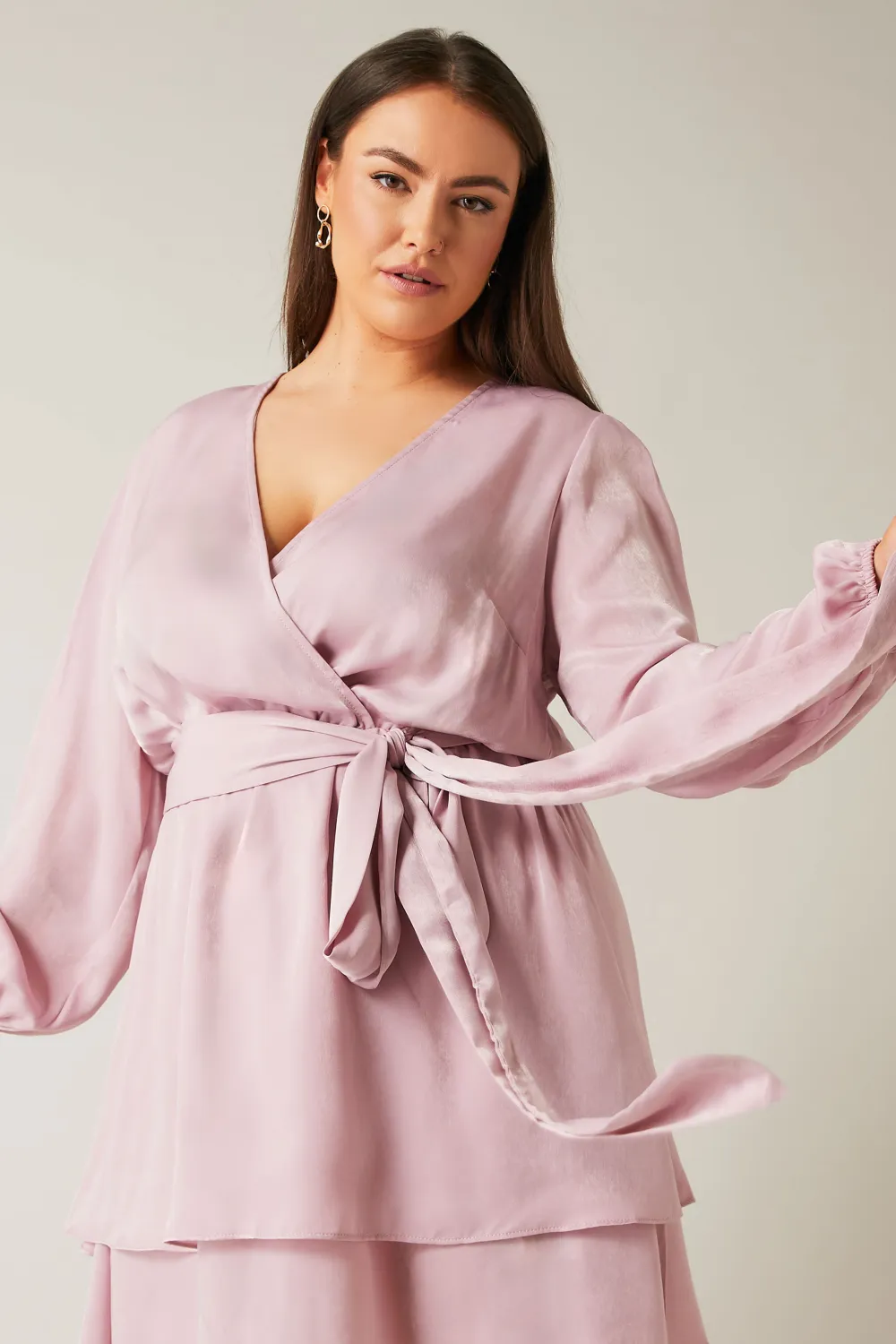 Evans Purple Twisted Ruffle Dress